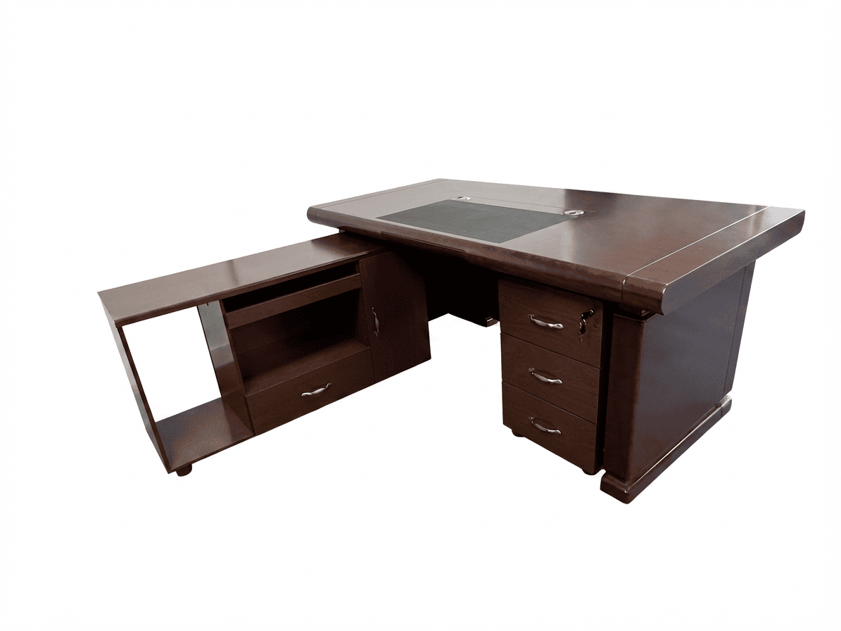 Executive Table-Walnut veneer. L-Shape 2m (DEE0120BR) - Image 2